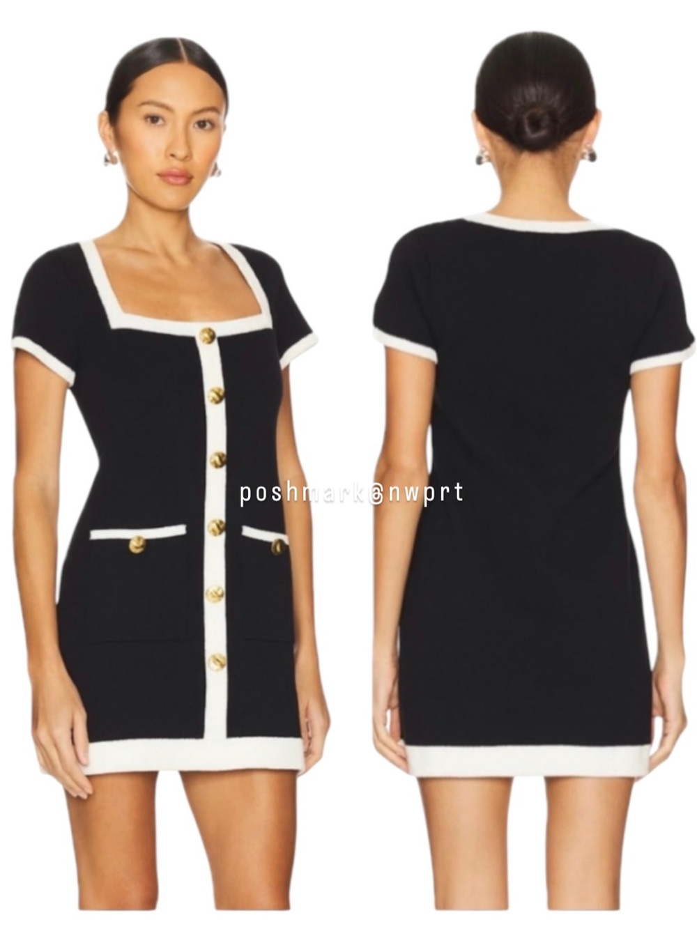 NWT ✨ Show Me Your Mumu Sofia Sweater Mini Dress Black White Cream XS